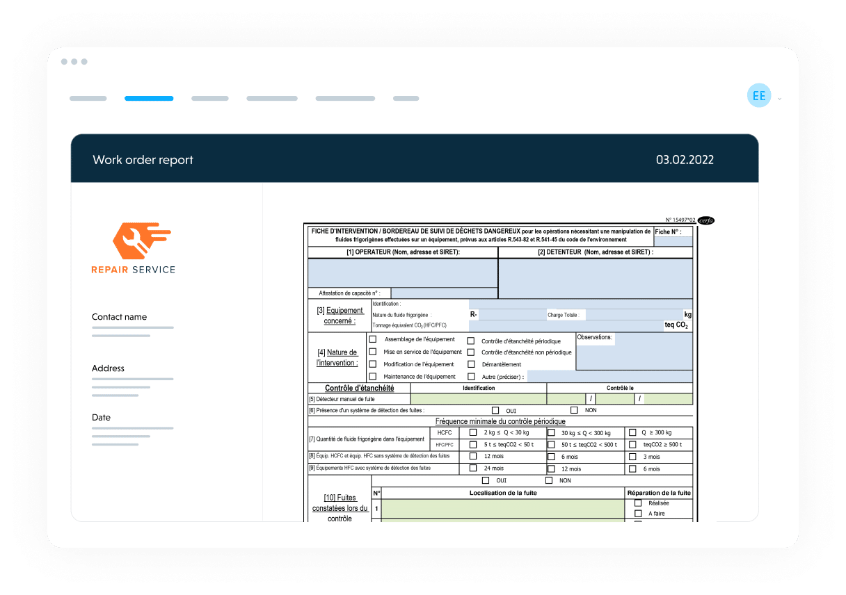 Órdenes de trabajo personalizables